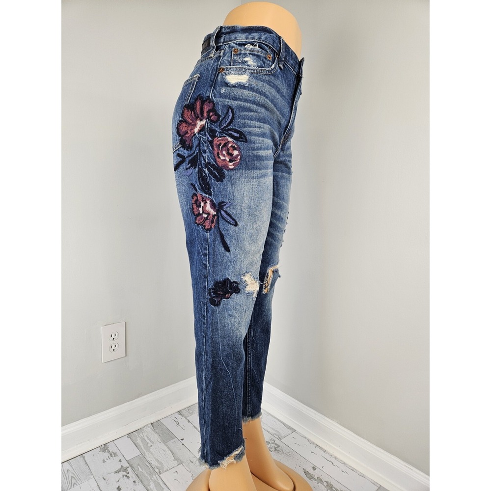 Abercrombie Fitch Annie Girlfriend Baggy Embroidered Jeans Women 28